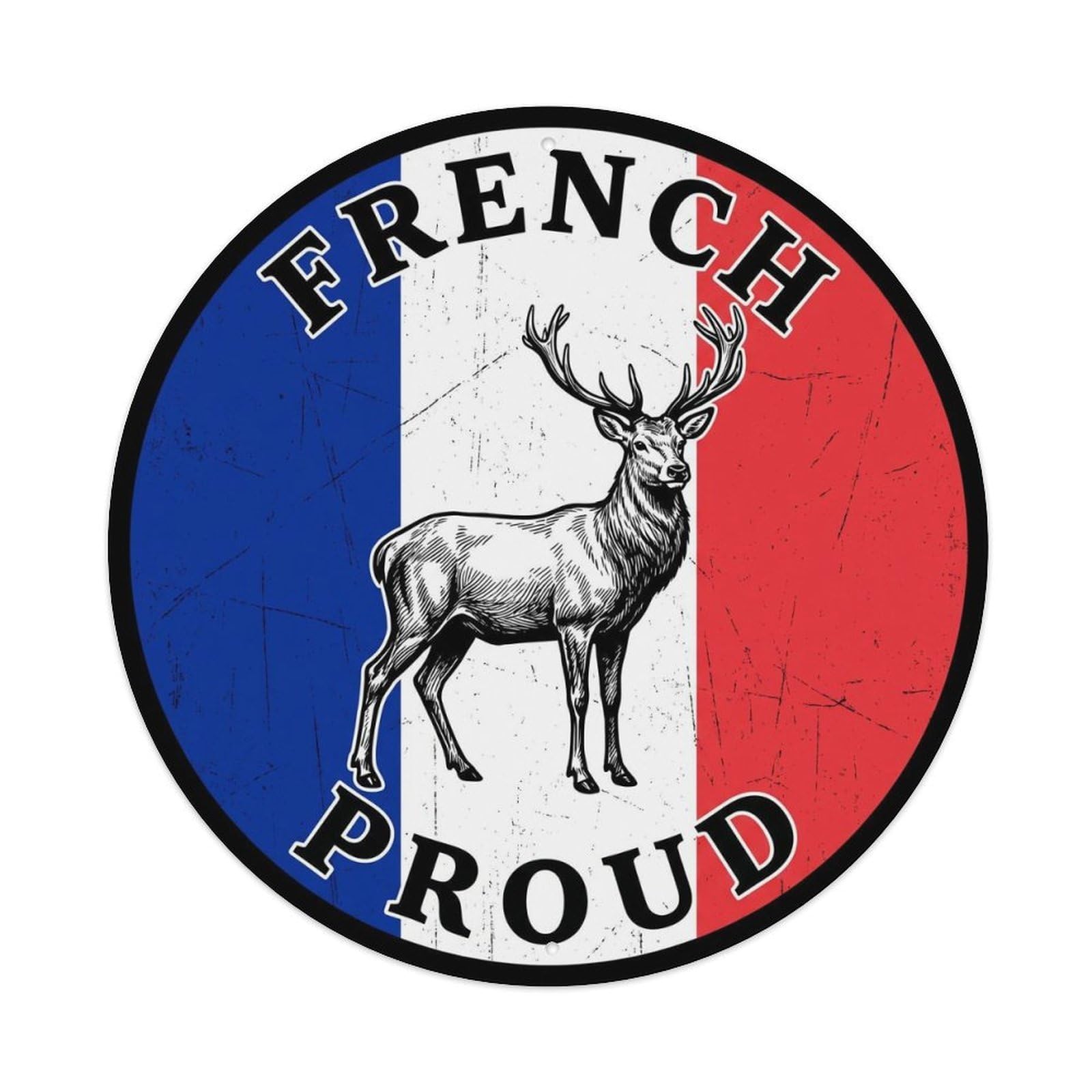 Olhnbad Style French Proud Deer Wildlife National Emblem Metal Tin Sign