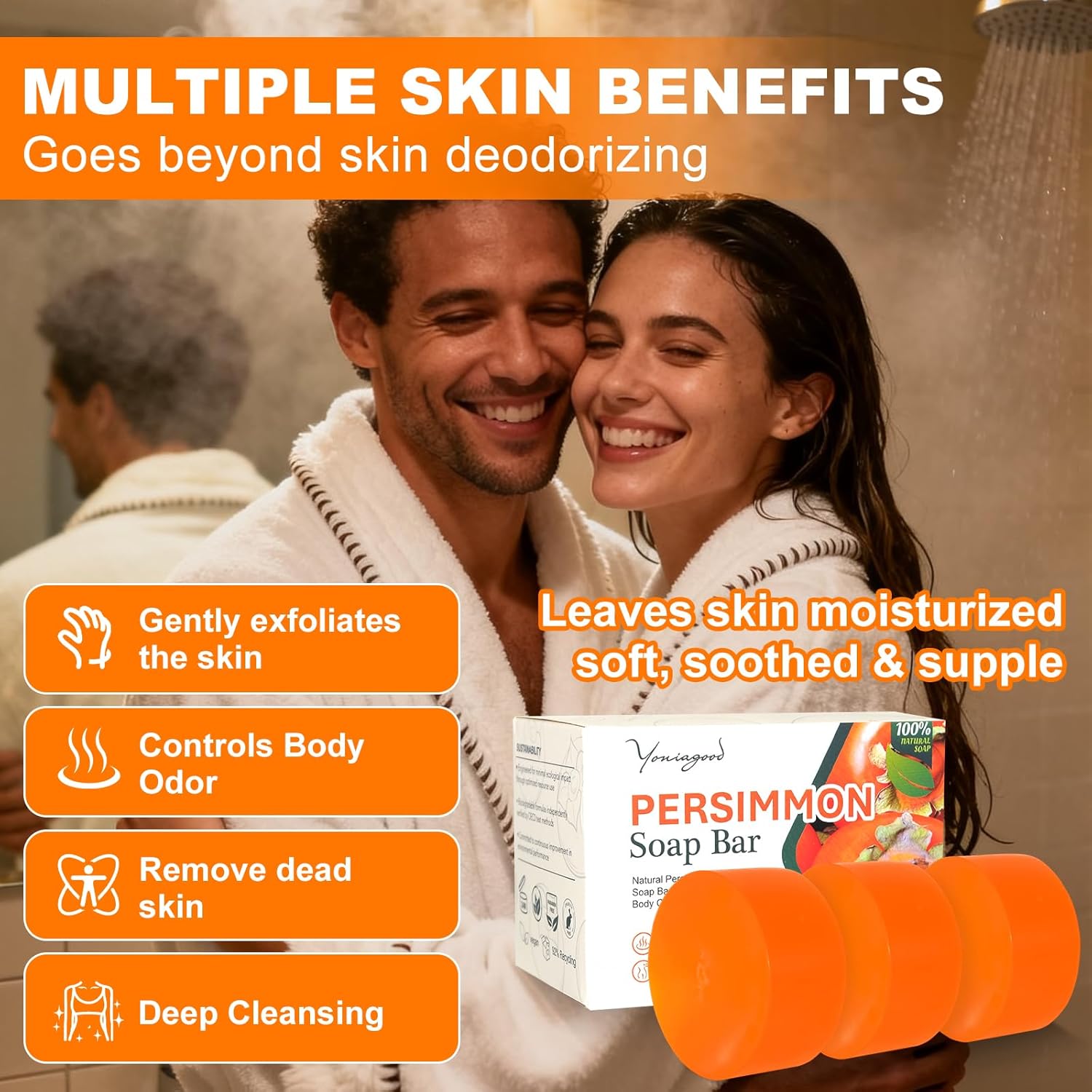 3 PCS Persimmon Soap for Body Odor Control, Organic Eliminating Odor Wash Soap for Women & Men - Image 5