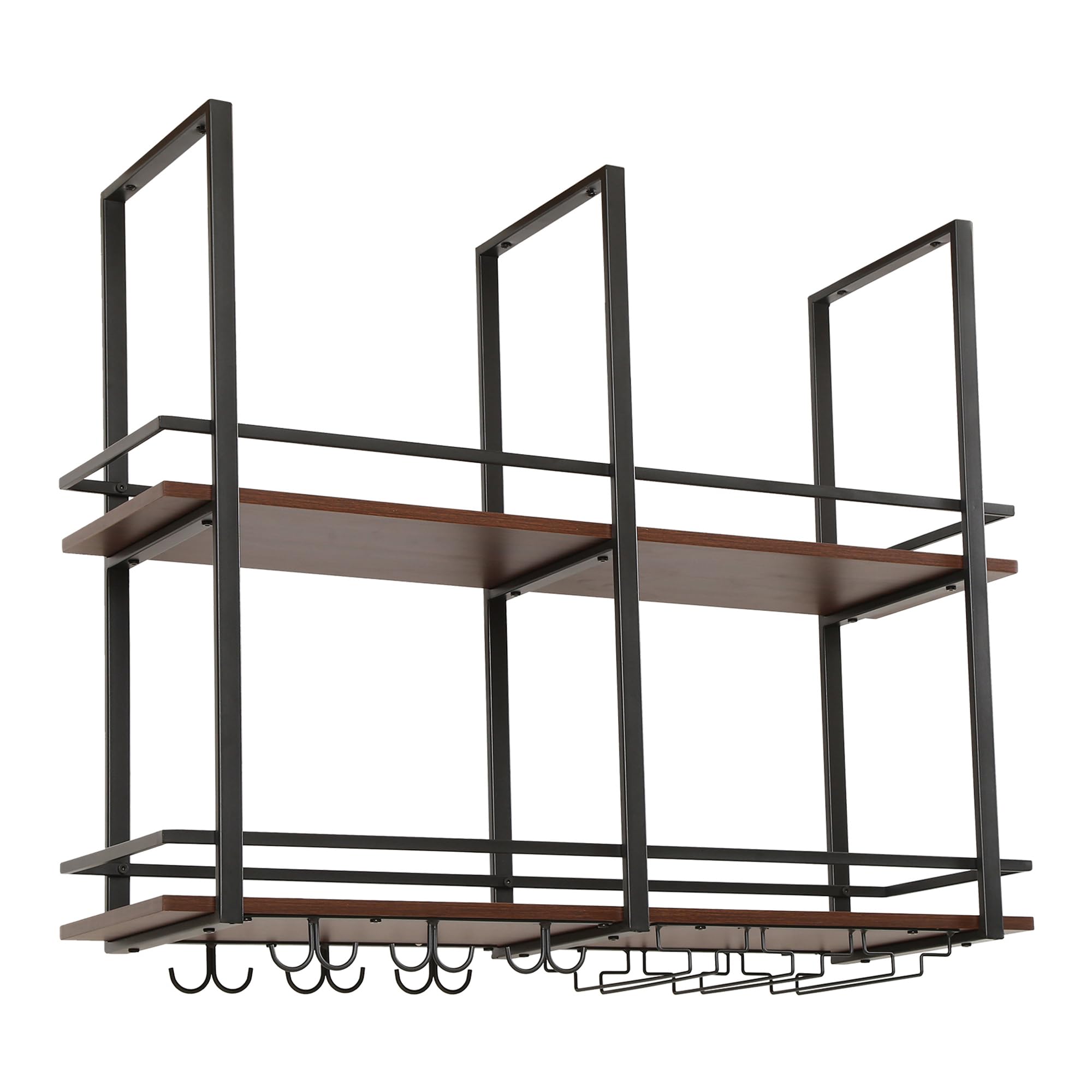 [en.casa] Weinregal Hubro 100 x 30 x 85 cm Schwarz/Walnussoptik
