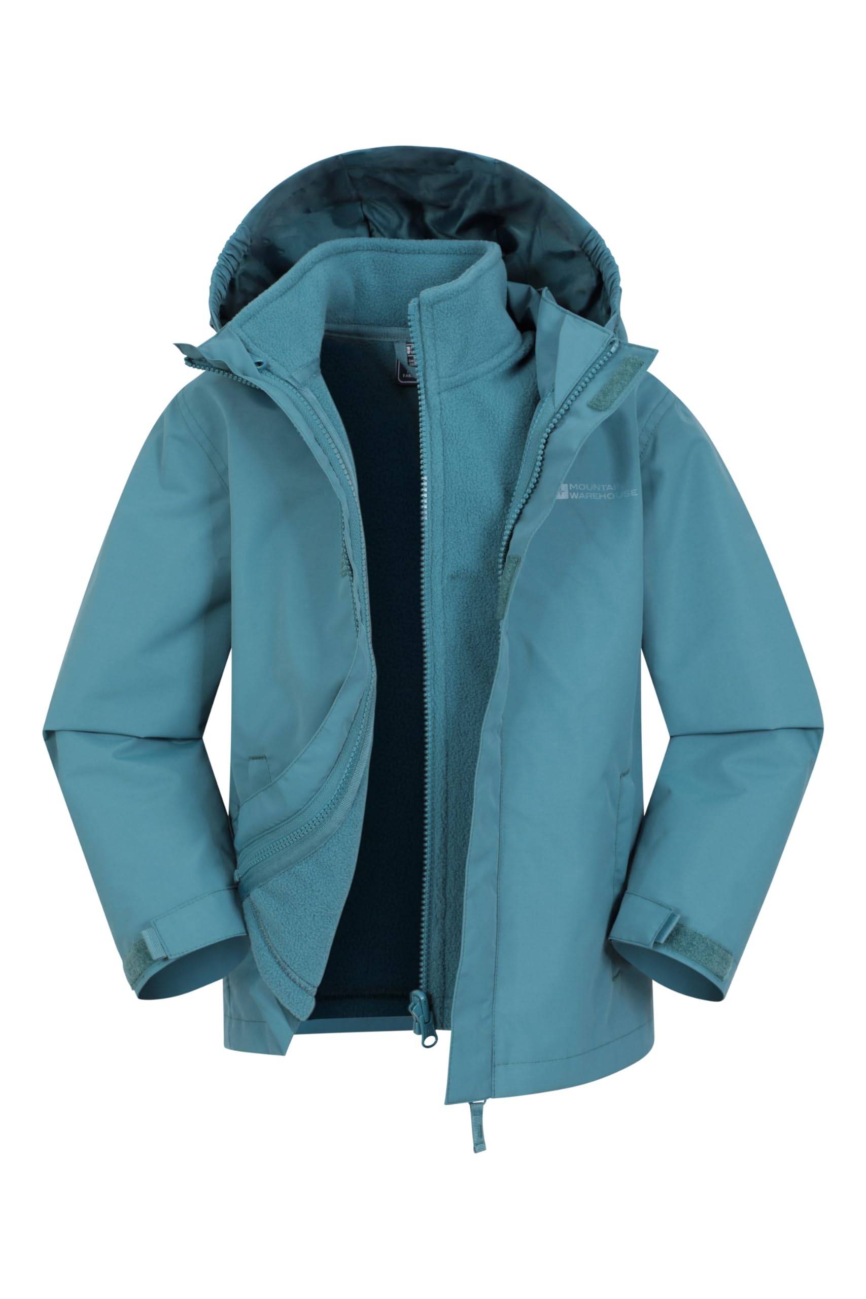 Mountain Warehouse Fell Kids 3 in 1 Water Resistant Jacket Teal 2-3y