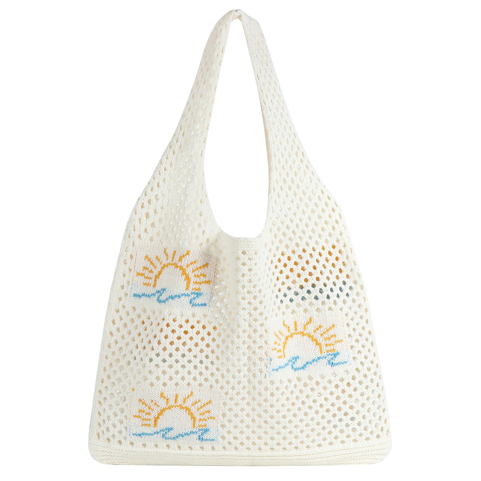fvalird Crochet Bag For Women Stylish, Tote Bag For College Girls, Beach Bag For Women Stylish, Cotton Tote Bag For Woman, Crochet Bags, Cloth Bag For Woman, Ivory White Sunrise Sun Hook Handmade Beach Tote-picture-28
