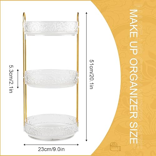 Miniatura 2 de Fangoo Organizador de maquillaje giratorio transparente de 3 niveles para tocador, organizador de cuidado de la piel giratorio de 360 para tocador,