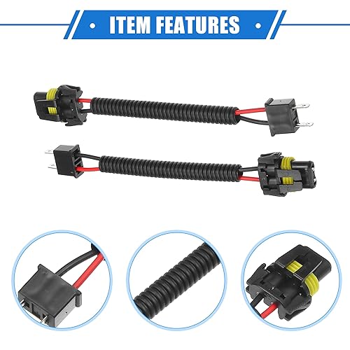 Miniatura 4 de VekAuto 2 unidades H7 macho a 9005 9006 hembra extensión arnés de cable faro antiniebla bombilla adaptador de enchufe coleta, universal para coche