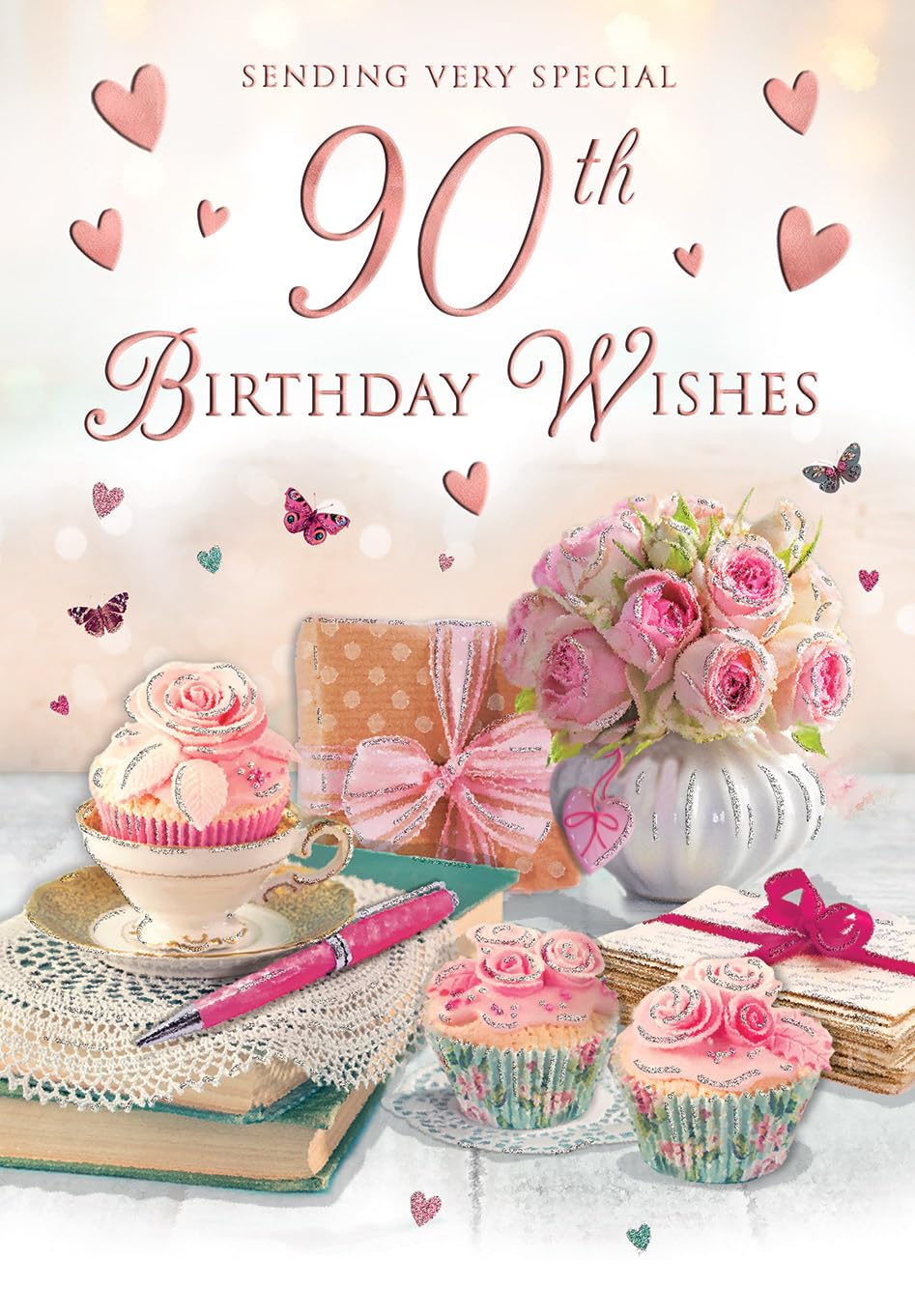 90th Birthday Card For Female. 23x15cm (9x6 Inches)