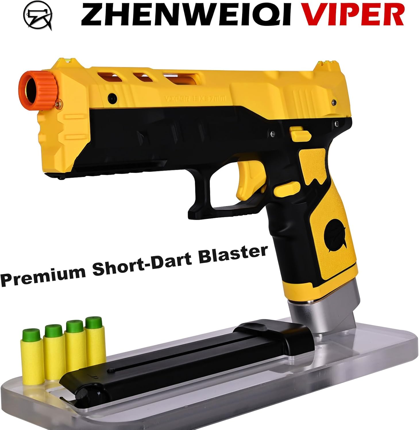 Viper Half Length Dart Blaster with 20 Foam Half-Length Short Darts, Red and Black (Yellow)
