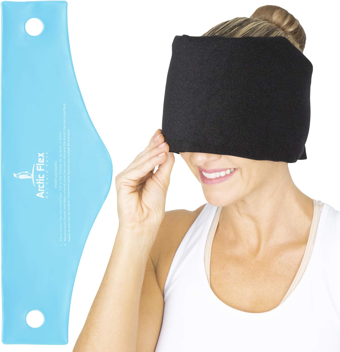 Arctic FlexHeadache Relief Ice Pack Hat Flexible Cold And Hot Gel Migraine Wrap Eye Mask For Head Injuries Neck Shoulder Tension Pain Freeze Heat Therapy Kid Wearable Reusable