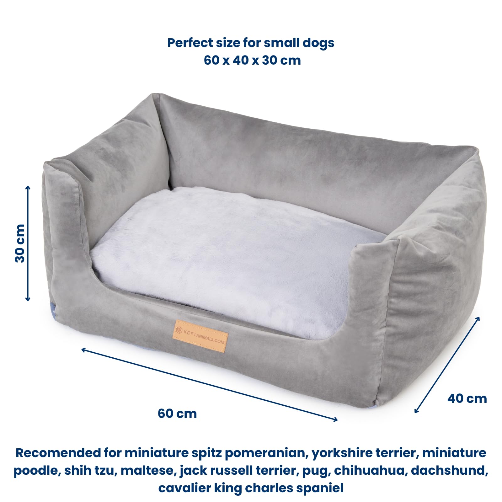 Cuccia per cani di piccola taglia, cuccioli e gatti, in velluto e peluche, cuscino con imbottitura in schiuma, lettino lavabile con cuscino da pavimento con cerniera (grigio)