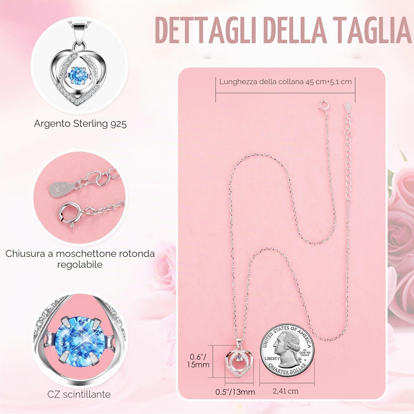 ADDWel Rosa Stabilizzata Eterna con Collana e Orsetto di Rose, Idee Regalo Compleanno per Donna Mamma Fidanzata Moglie
