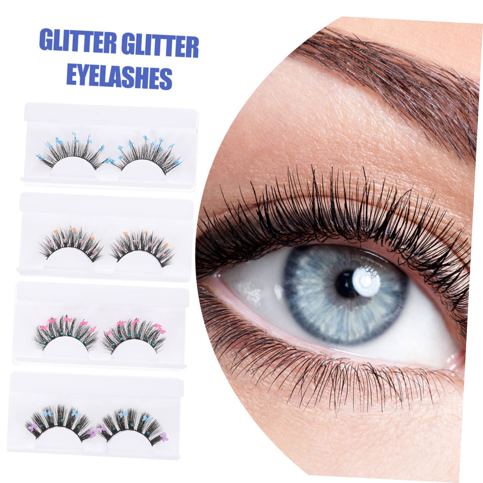 FRCOLOR 20paare Fluffige Glitzer-wimpern Mit Schmetterlingsdesign Farbige Pailletten-falschwimpern Für Auffällige Augenblicke Für Festivals Und Besondere Anlässe