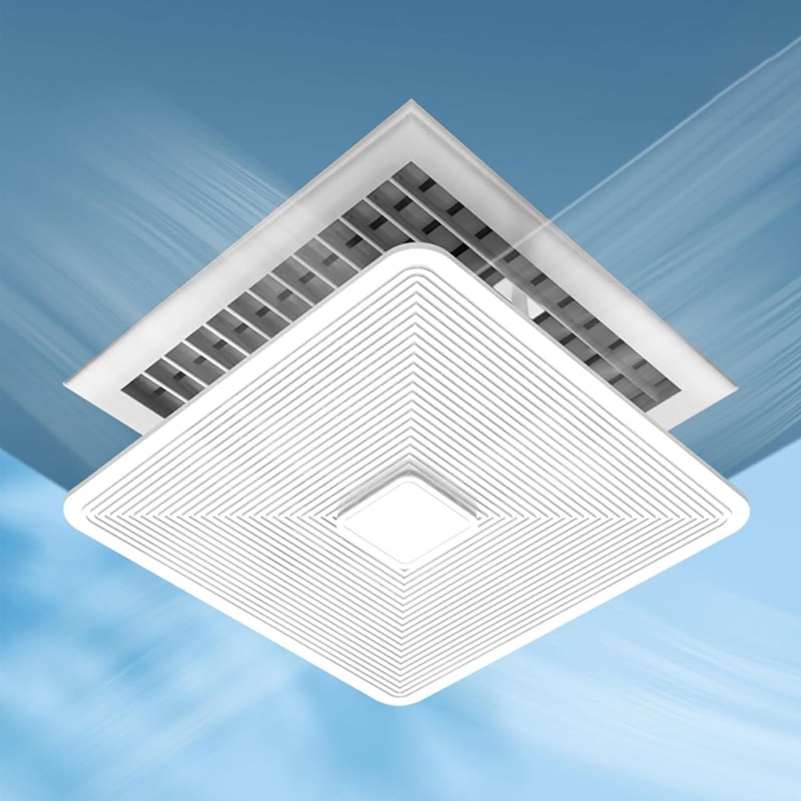 WAMJ AQDY Ceiling Air Conditioner Deflector, Adjustable AC Vent Deflector for Square Ceiling Registers, Hook-On Airflow Guide with Open Slat Panel, White(12in)