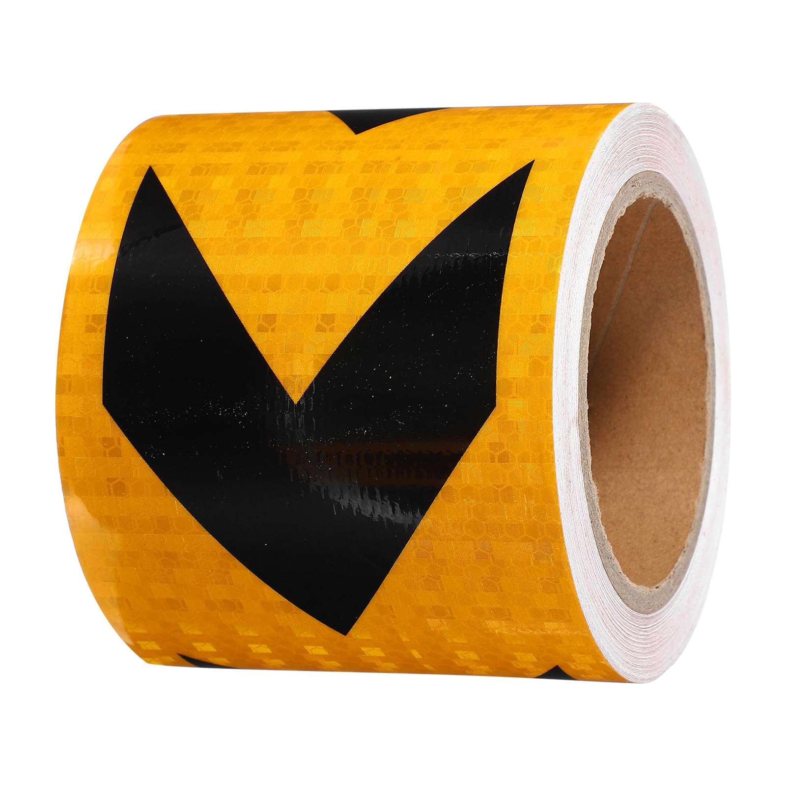 PATIKIL Reflective Tape, 4 Inch x 49 ft Waterproof Self Adhesive High Visibility Safety Warning Arrow Tape Outdoor Reflectors for Trucks Trailers Cars, Yellow Black — image 1
