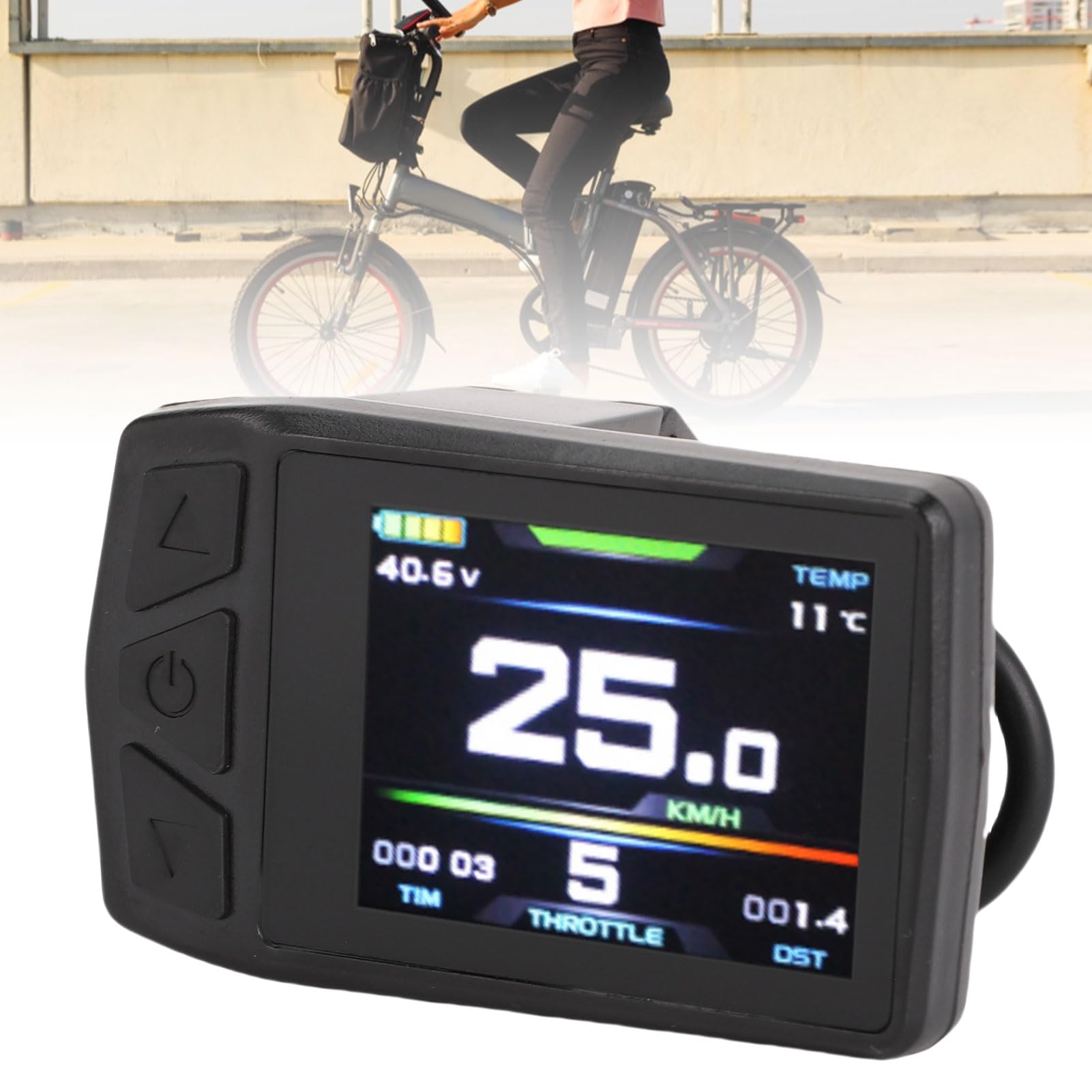 Fabater Kolorowy Ekran Roweru Elektrycznego Miernik LCD do Kontrolera KT Nr 1, Ergonomiczne Przyciski dla Entuzjastów Jazdy na Rowerze, materiał ABS, Odpowiedni do Jazdy w dzień i w Nocy
