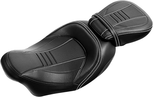 Miniatura 65 de TCT-MOTORPARTS Low-Profile Pillion 2-Up Seat Driver Passenger Seat & Rider Pad Fit For Harley Road Street Glide 2009-2023