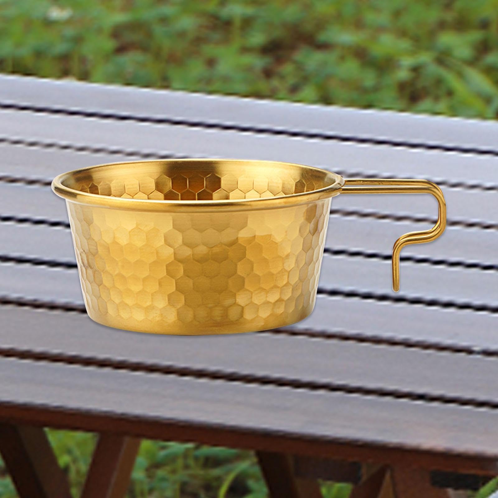 Yiju Outdoor Cooking Bowl Set in Stainless Steel with Handle for Camping And Hiking, gold