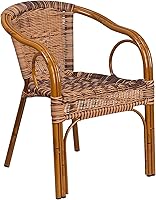 Flash Furniture Cadiz Dark Red Bamboo Aluminum Stackable Patio Chair - Indoor Outdoor Rattan Comfort (22"W x 25.5"D)