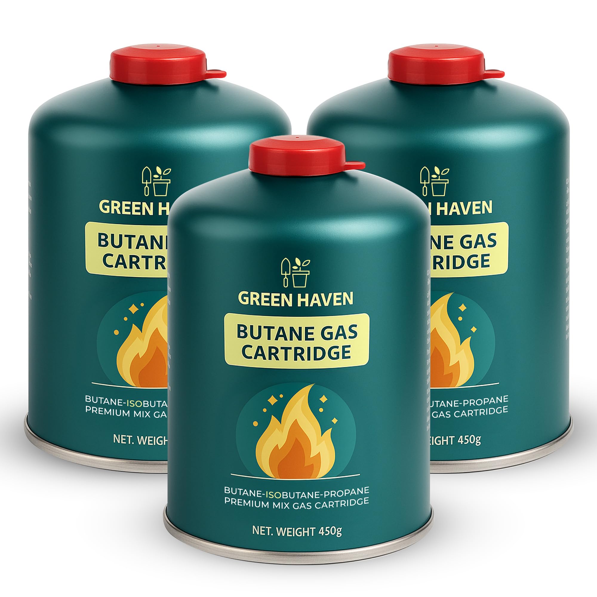Green Haven C500 Camping Gas Canisters 3 Pack | EN417 Gas Cartridges