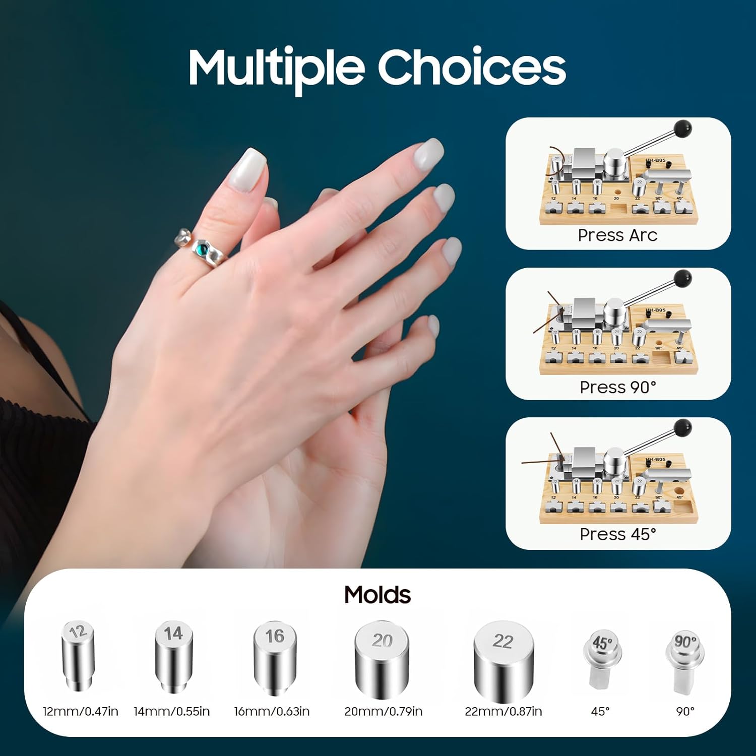 Synaiolma Multi-Functional Ring Bending Machine, Multiple Sizes Molds Ring Maker,Jewelry Making Bender Tool Kit for Soft Metals Less Than 3mm Thick,Wood Color.