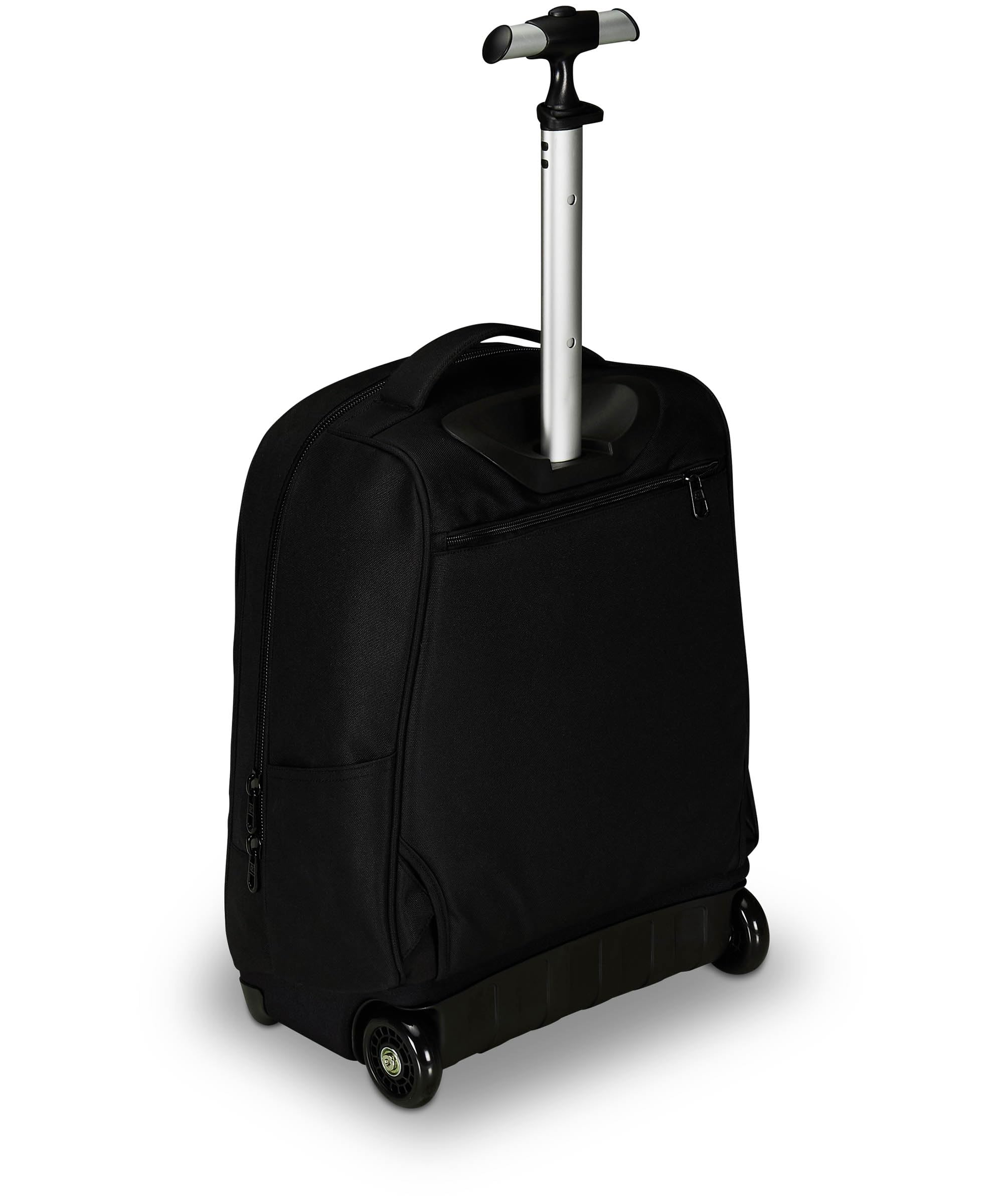 Invicta Trolley Scuola Benin Solid, Nero, 2 in 1, Con Spallacci Uso Zaino, Tasca porta Borraccia e Porta Laptop, Scuola & Viaggio, Ragazzi