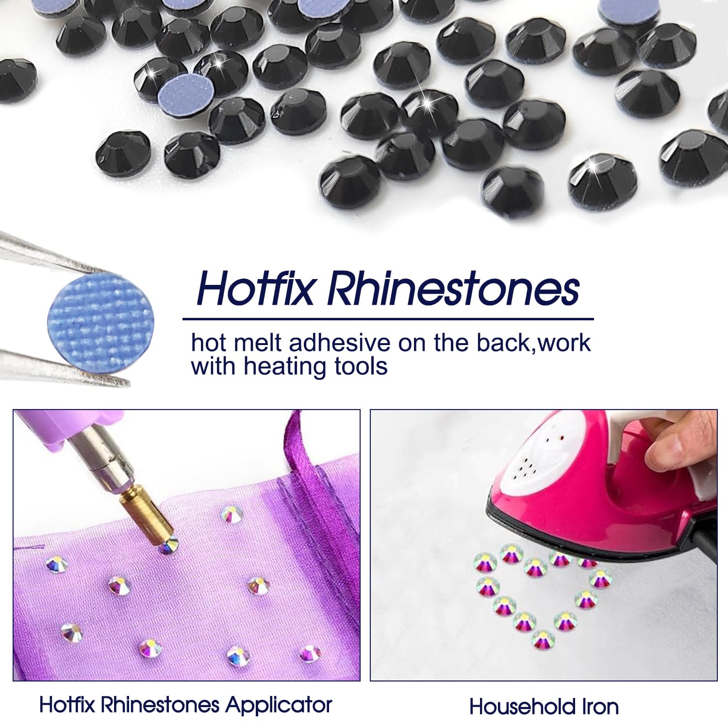 Liliume 5000pcs Hotfix Rhinestones 10 Colors 6 Sizes for Clothes Shoes and DIY Crafts(SS6-SS30, Black, 6mm, 10mm, 16mm, 20mm, 30mm - Image 4