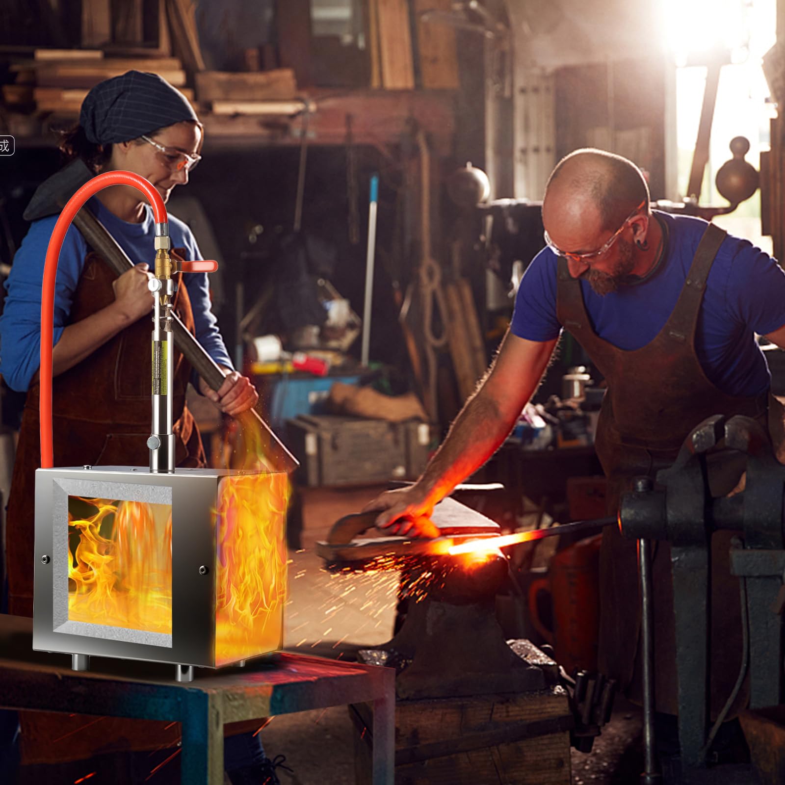 VEVOR Forja de propano portátil, 1 quemador 1427 ℃ para forja de metales, equipo de forja de gas de acero inoxidable, forma cuadrada, para cerrajeros y maniscalcos, elaboración de herramientas