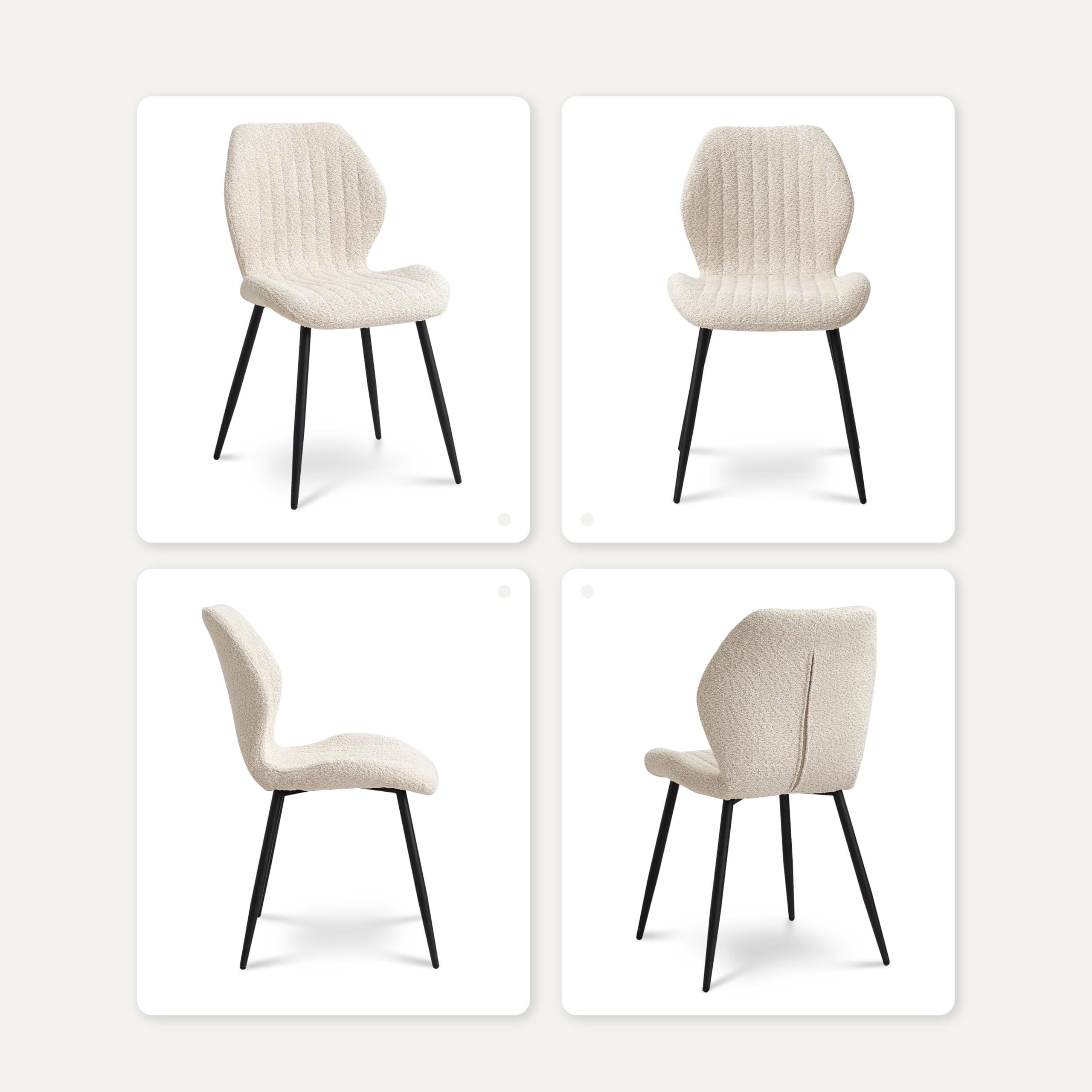 GrandCA HOME Ensemble Table et Chaises à Manger Ronde 100 cm 4 Chaises en Lin Modernes Claire Kaki