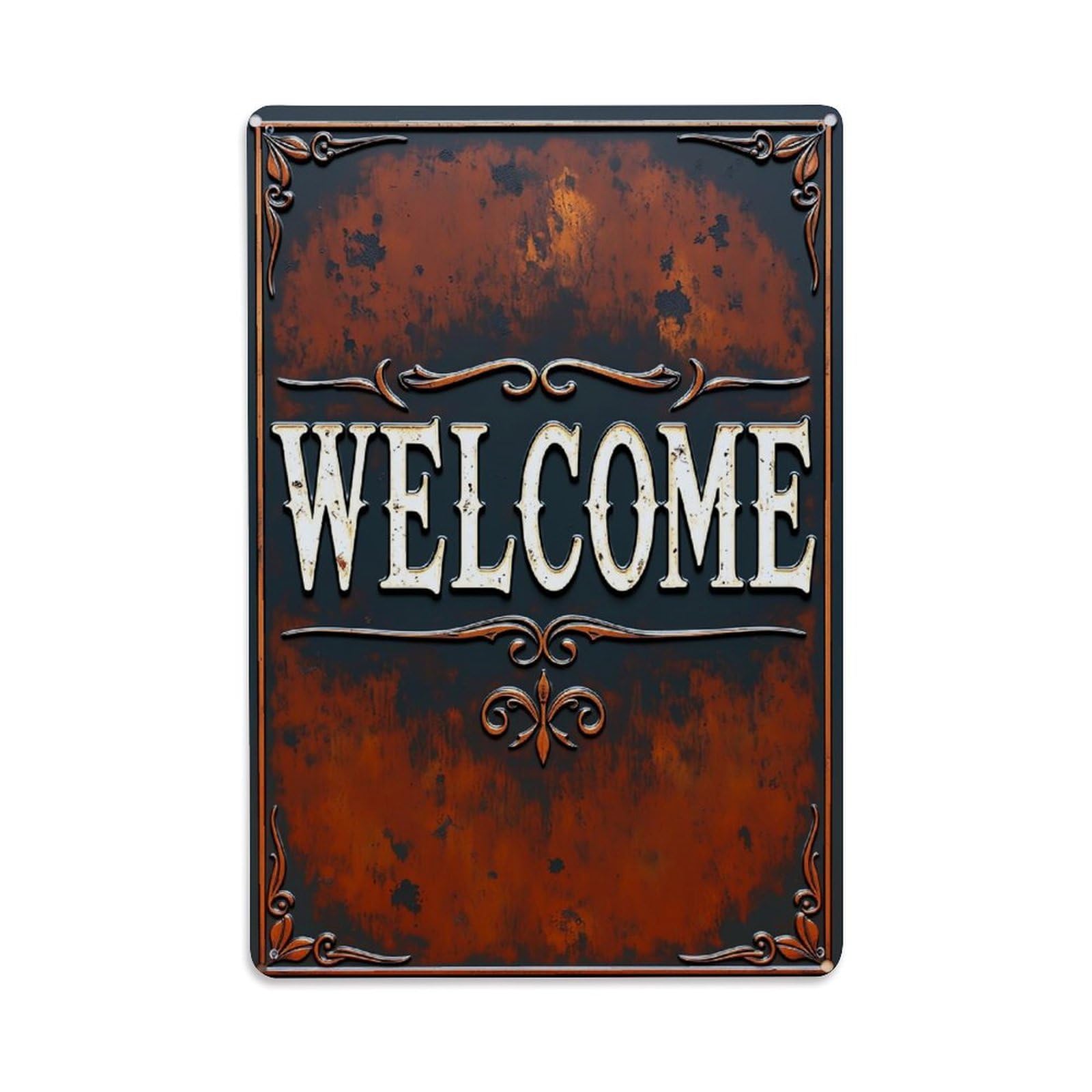 Jdfenggu Vintage Rustic Metal Welcome Sign Pattern Retro Metal Tin Sign, Decor Art Poster For Bar, Home, Man Cave, Kitchen, Laundry Room Gift 8X12inch