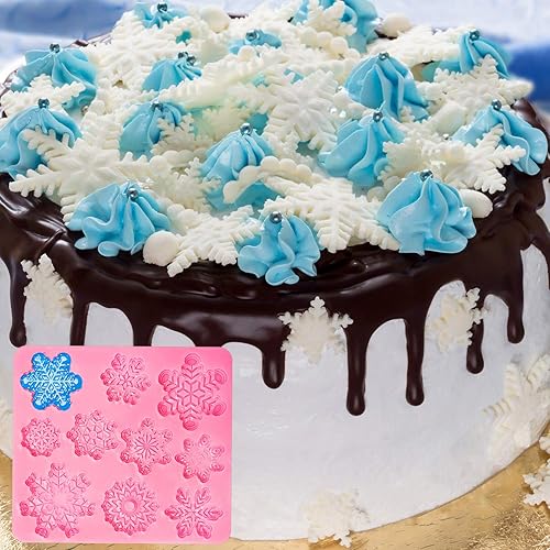 Miniatura 5 de Boao 2 Pieces Snowflake Silicone Mold Christmas Snowflake Chocolate Candy Fondant Mold Silicone Baking Dessert Mold for Cake Cupcake Decoration DIY