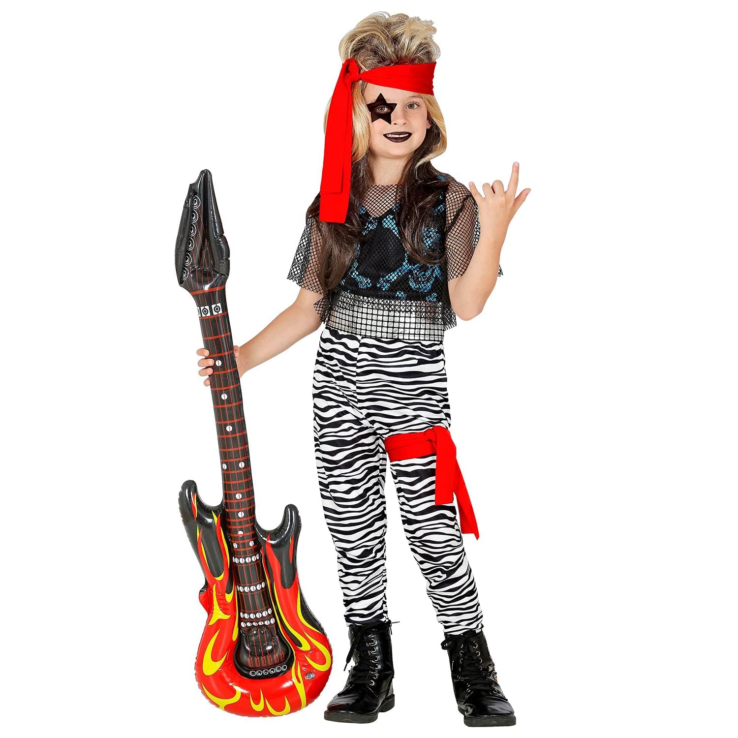 W WIDMANN MILANO Party Fashion - Rockstar Costume for Children, 80s, 90s, Celebrity, Pop Star, Musician, Carnival, Theme Parties