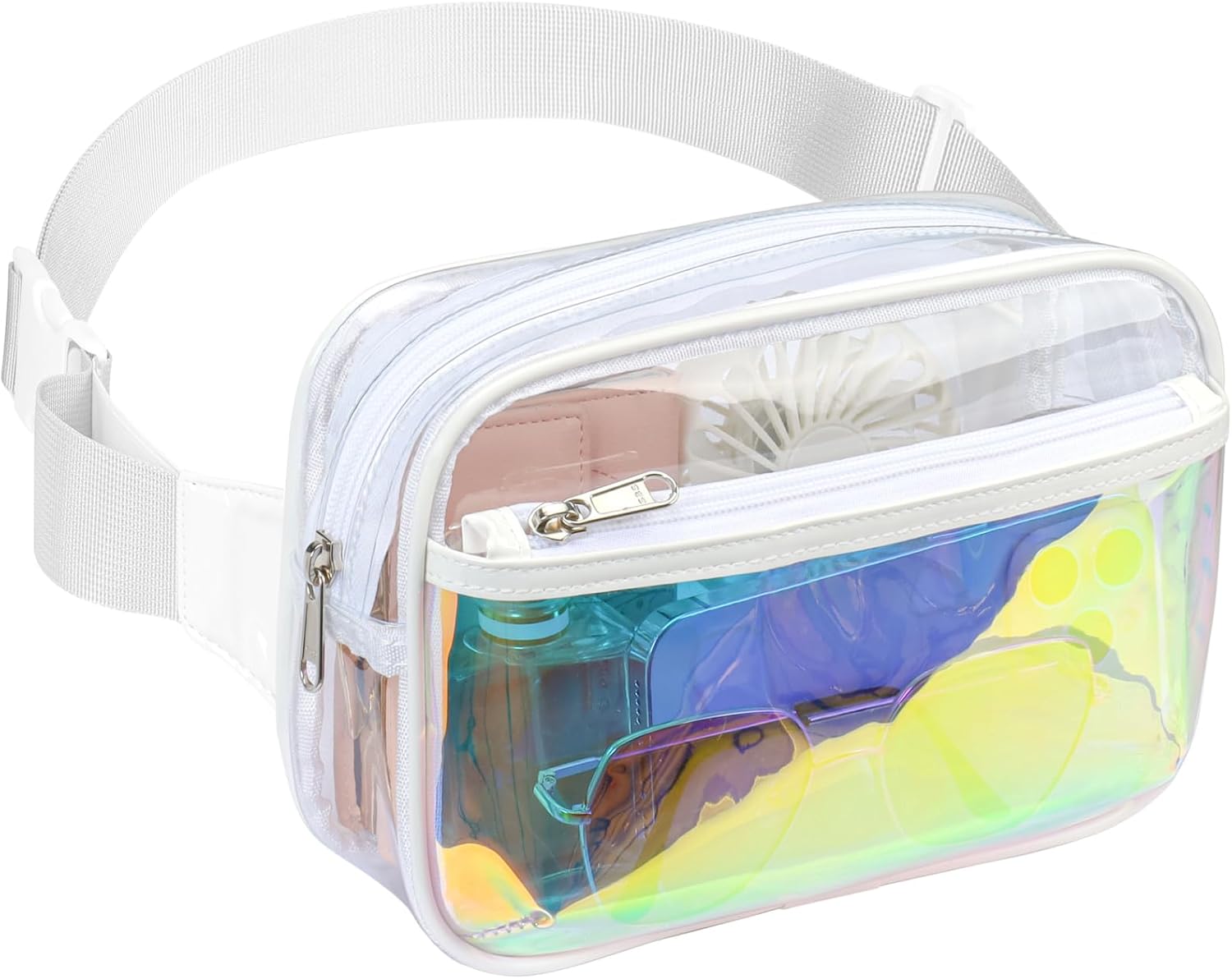 PACKISM Clear Holographic Purse For Stadium Events - Medium Crossbody Bag For Concerts, Festivals, Purple Holographic