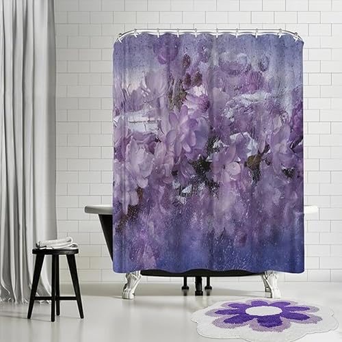 Miniatura 5 de Alfombra de baño de flores, alfombra de baño morada, tapetes de baño de belleza, alfombra de baño de microfibra ultrasuave, lavable a máquina,