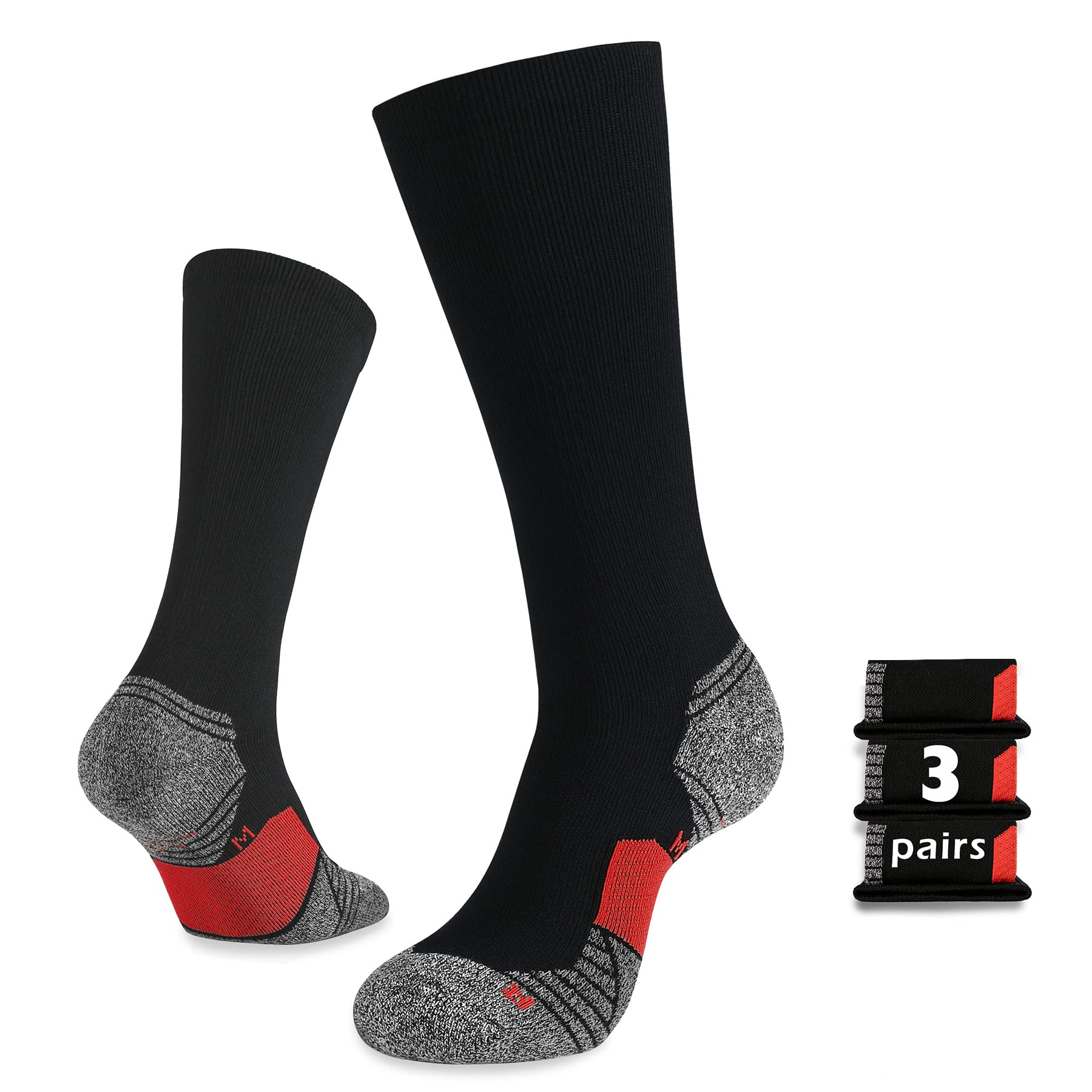 WANDER 3-6 Pairs Men's Athletic Run Cushion Over-the-Calf Tube Socks
