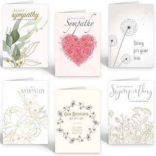 Sympathy Cards. Multipack of 30 Sympathy Cards with White Envelopes - Condolence, Thinking of You, Sorry For Your Loss Cards By Ruby Ashley® Made in the UK