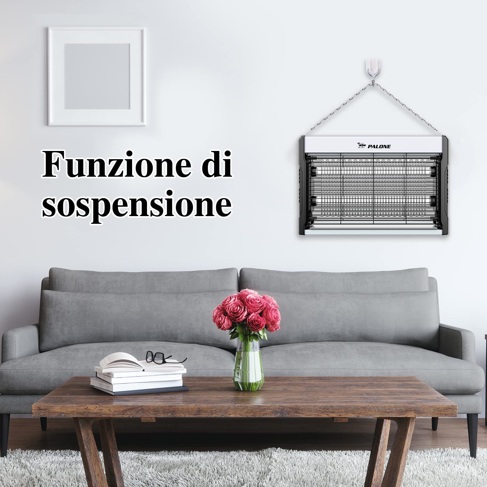 PALONE Lampada Antizanzare 3200V, USB Zanzariera Elettrica, UV LED Lampada Zanzare Protezione al Tatto con Catena und Vassoio per l'uso in interni e nel patio