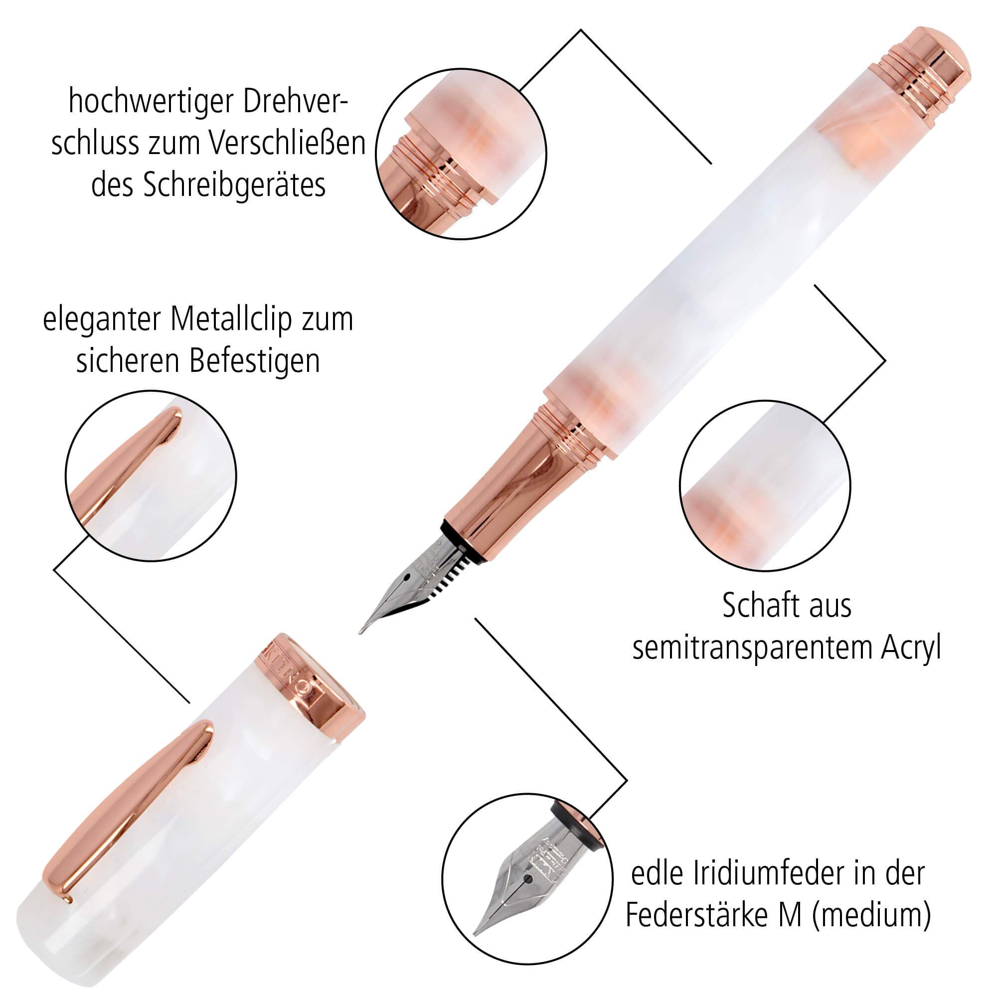 Online Kalligrafie-Set Bohemian Art Rot I Füller aus Kunstharz und Acryl I austauschbare Schönschreib-Federn M (medium) & 1,4 mm I inkl. Tintenkonverter und Tintenfass schwarz I in Geschenkbox, 44040