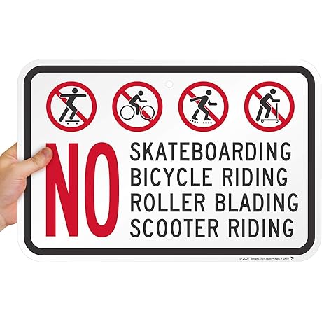 SmartSign - "No Skateboarding, Bicycle, Scooter, Rollerblading" Aluminum Sign