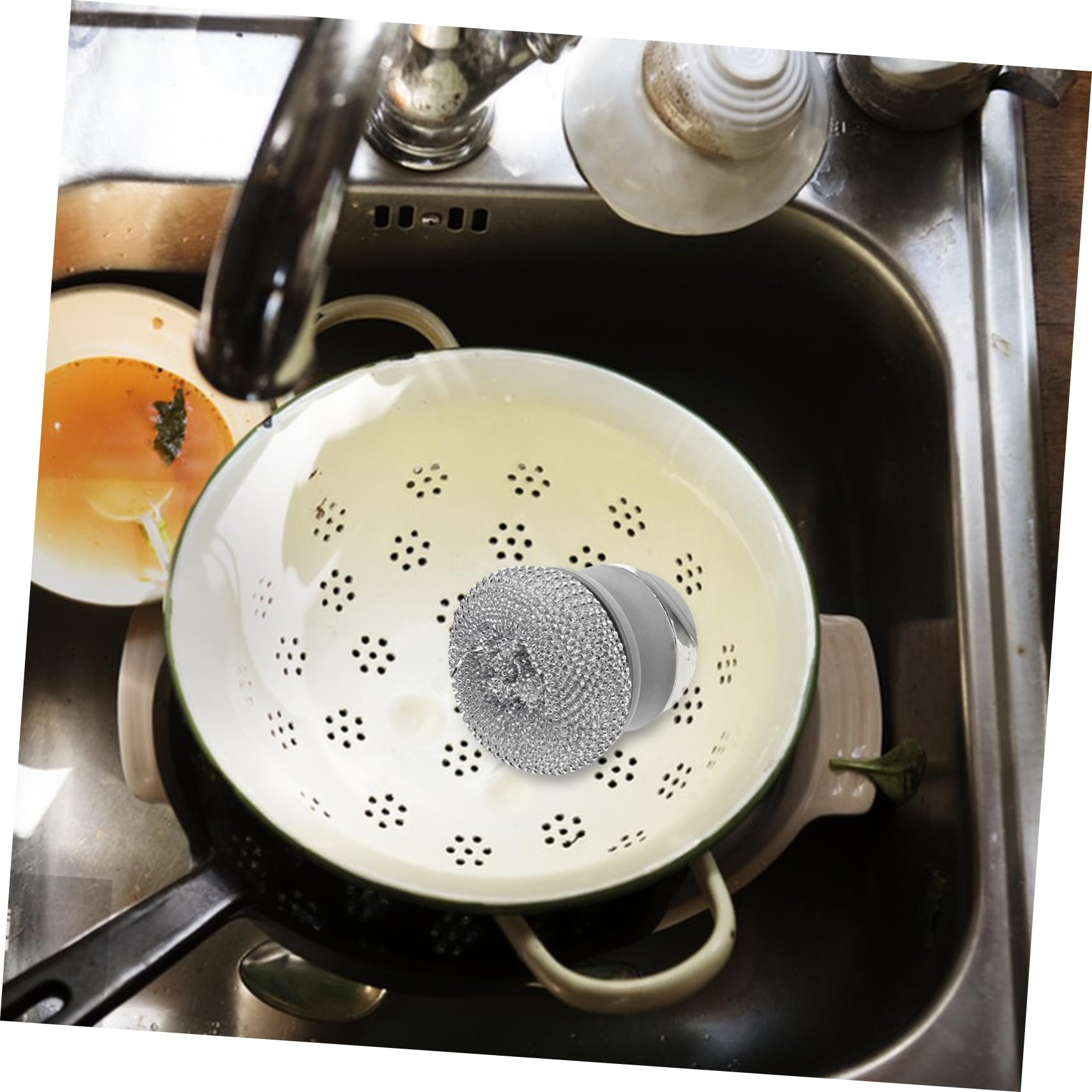 BESTOYARD 5juegos Cepillo De Limpieza De Cocina Mango Estropajo De Inoxidable para Fregar Cepillo Multifuncional para Ollas y Sartenes Herramienta De Limpieza Resistente y