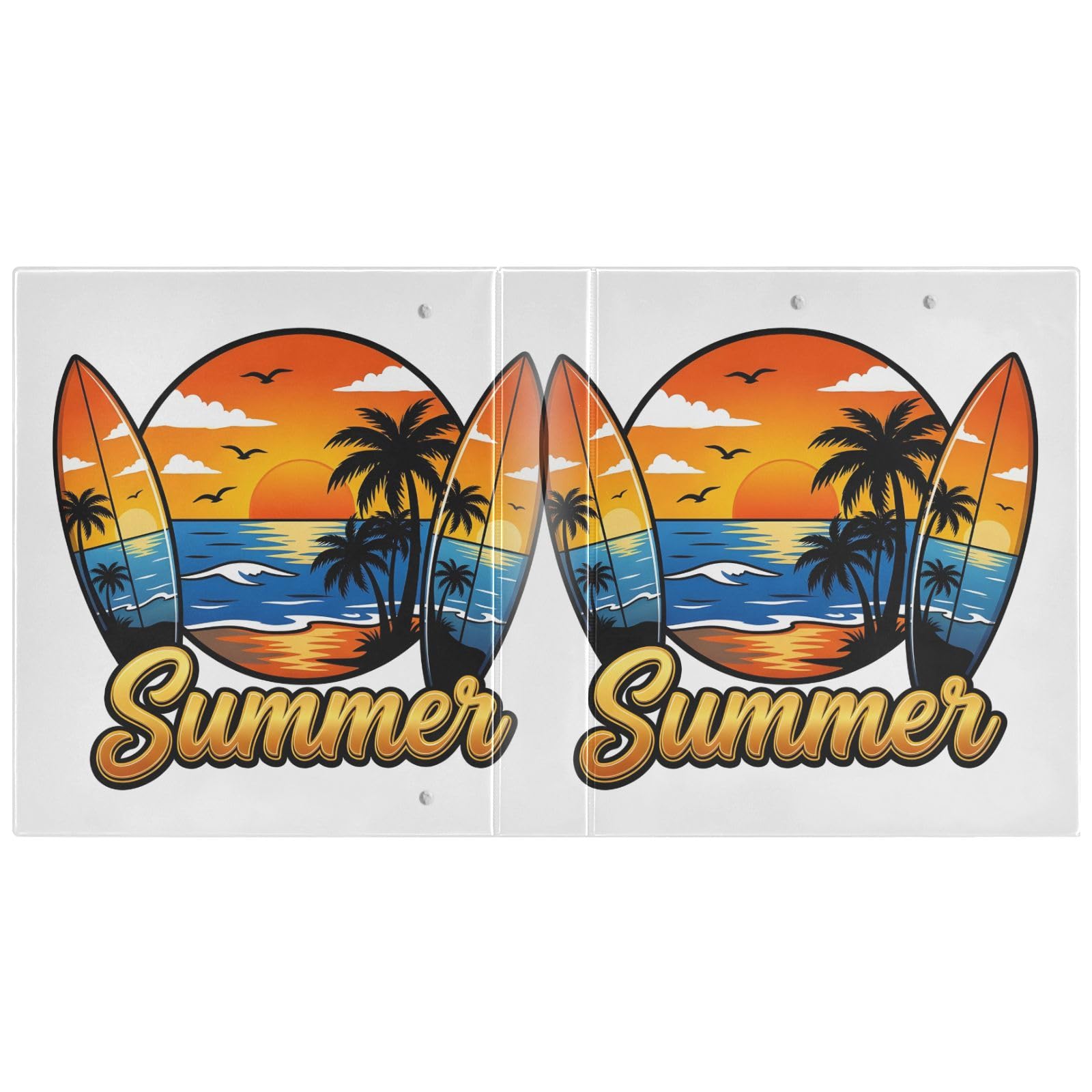 Raccoglitore a 3 anelli Sunset by The Seaside, 3,8 cm, contiene 200 fogli, 3 raccoglitori ad anelli con clip in metallo antiscivolo