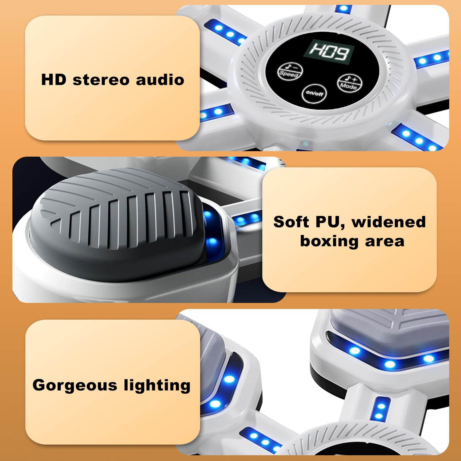 Music Boxing Machine - Máquina electrónica de Boxeo Bluetooth con música, con Guantes de Boxeo, 11 velocidades Ajustables y Modo de conteo