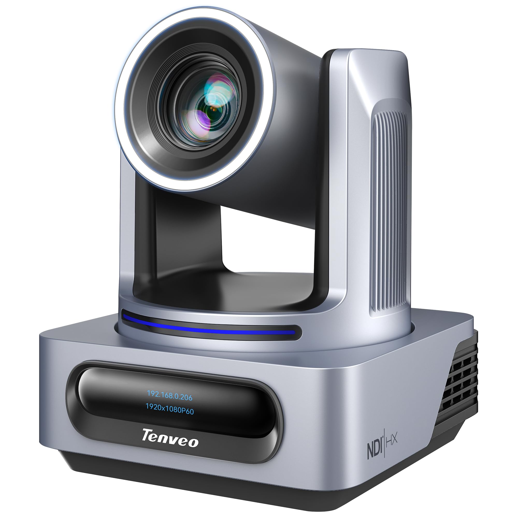 Tenveo Cámara PTZ con NDI, Seguimiento Automático de Rostro y Silueta Humana con IA, Zoom Óptico 20X, Transmisión en Vivo con 3G-SDI/HDMI/USB3.0/LAN(PoE), Luz Tally y Pantalla IP