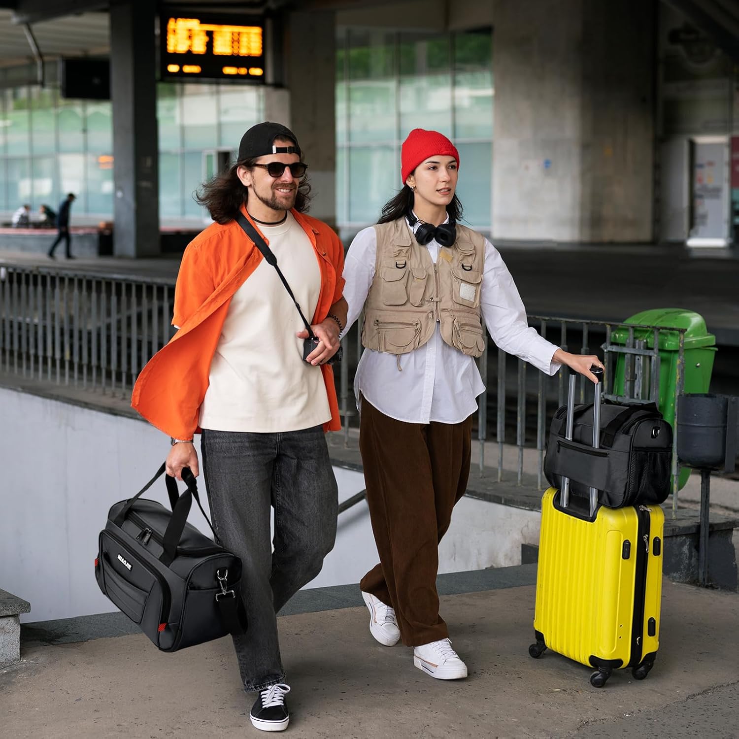 Underseat Carry On luggage Bag Airplanes Personal Item Bags, Gym Bag for Men Weekender Overnight Travel Tote Bag Shoulder Small Softside Carry on Luggage Travel Duffel Bags For Men Women -16 IN Grey - Image 2