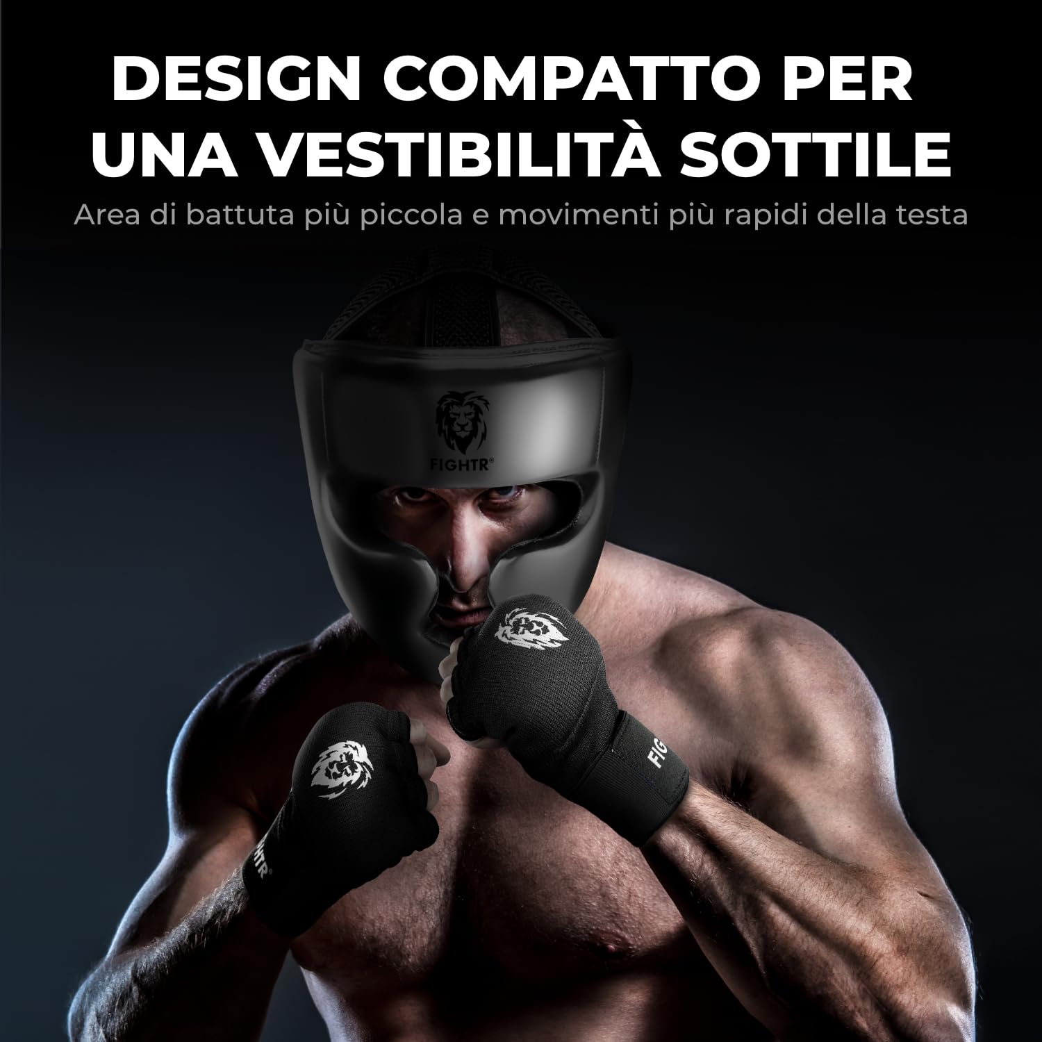 FIGHTR® Casco da boxe per sparring | Misura regolabile per boxe, MMA, Muay Thai, kickboxing e arti marziali |Protezione della testa con ottima vestibilità per la massima protezione