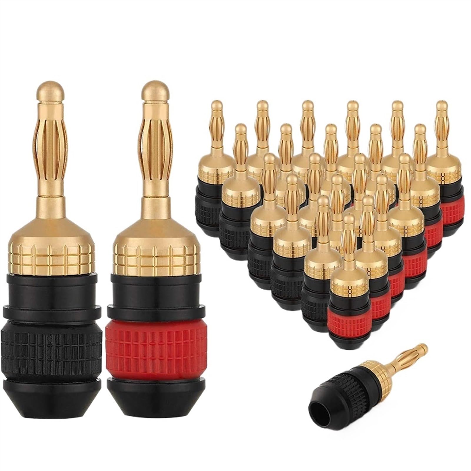 Fiches Banane pour Fixation Câble Enceinte, Connecteurs Haut-Parleur Isoles Lot de 4