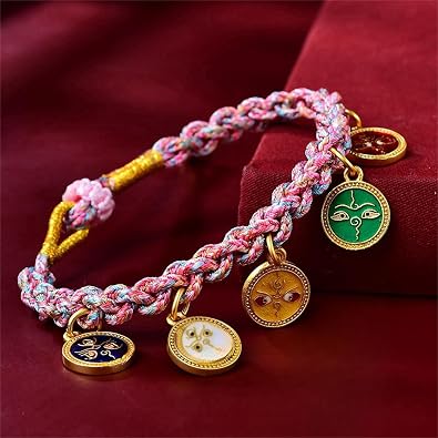 Handmade Blessed Tibetan Bracelet for Women for Men Tibetan Monks Buddhism Protection Ankle Bracelet Handmade Dorje Knot Protection Bracelet String Bracelets Lucky Charm Bracelet Rope Braided Bracelet