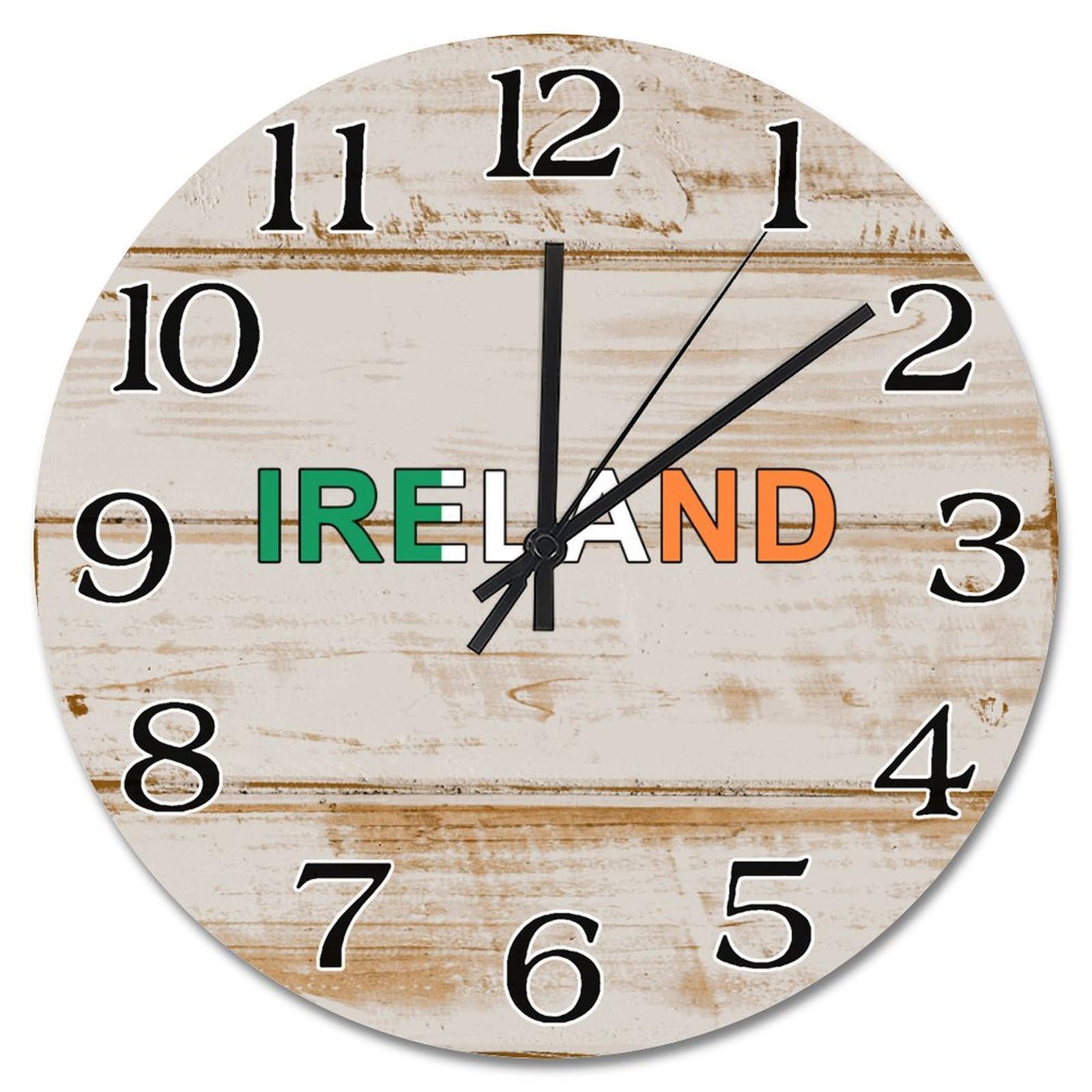 Horloge murale drapeau Irlande ronde pour ambiance de pub à la maison