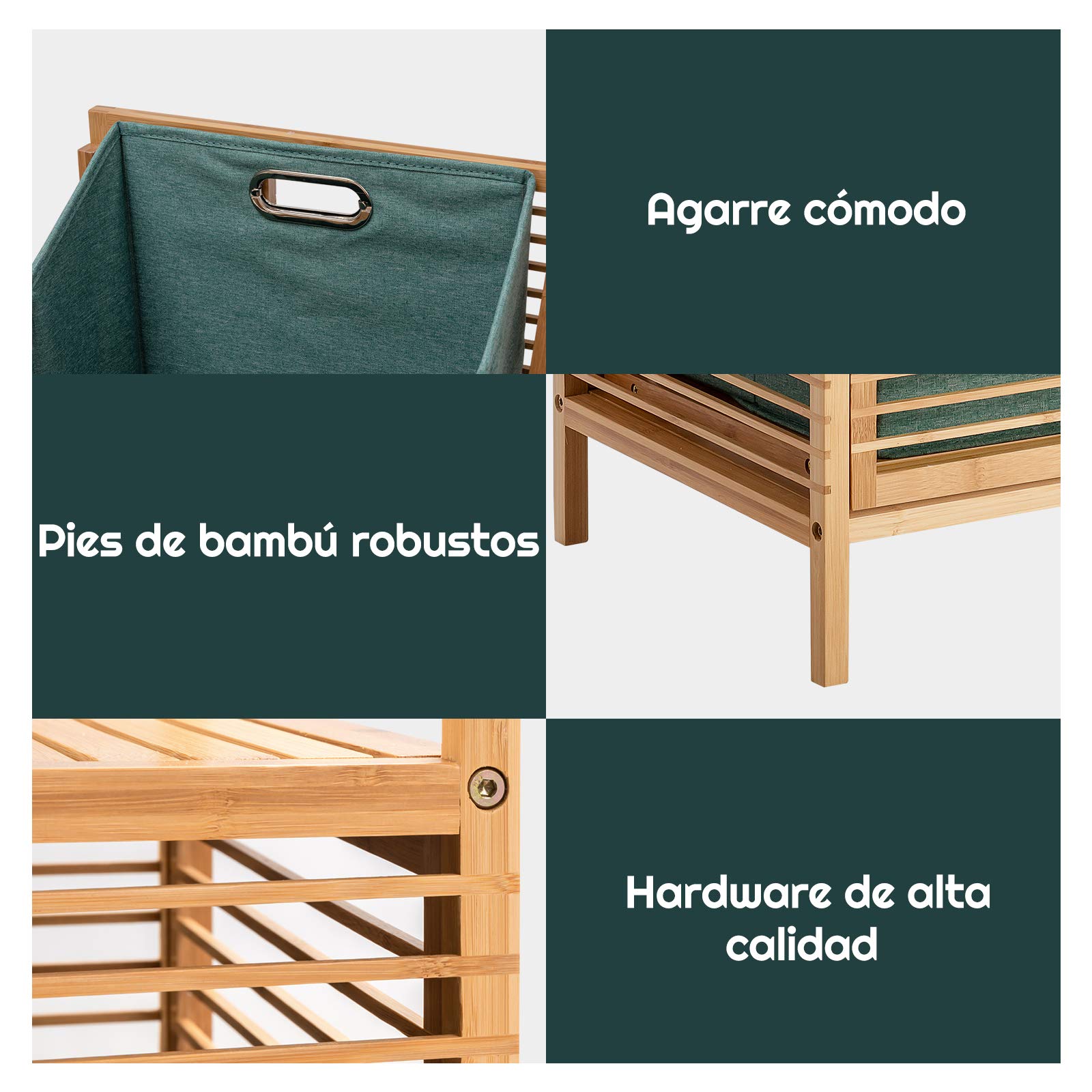 COSTWAY Estantería de Baño con Cesto para Colada, Mueble Ropa Sucia, 2 Estantes Abiertos para Baño Lavandería y Armario, 40,5x33x95,9 cm