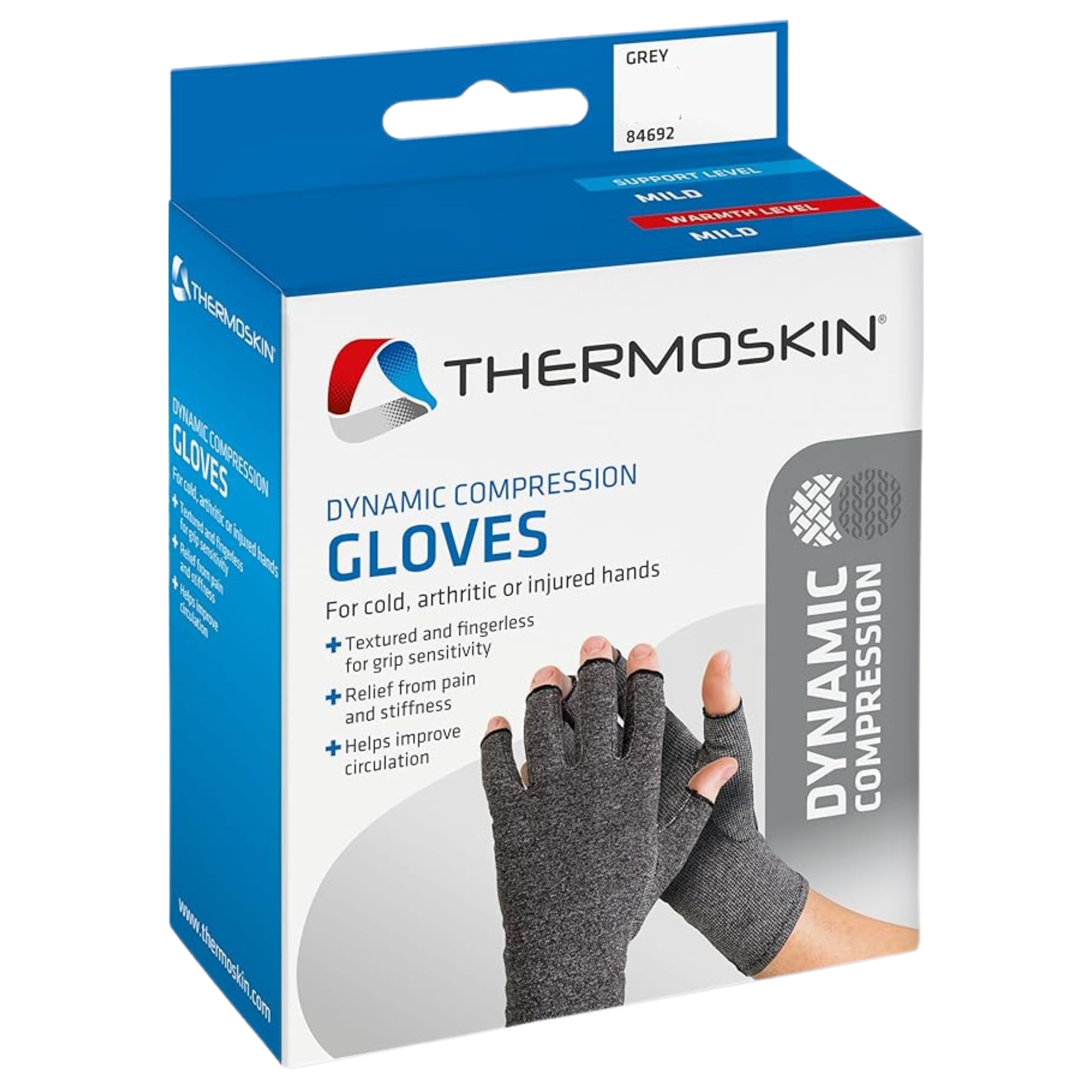 Guantes transpirables de compresión dinámica Thermoskin sin dedos para alivio del dolor rigidez hombres mujeres