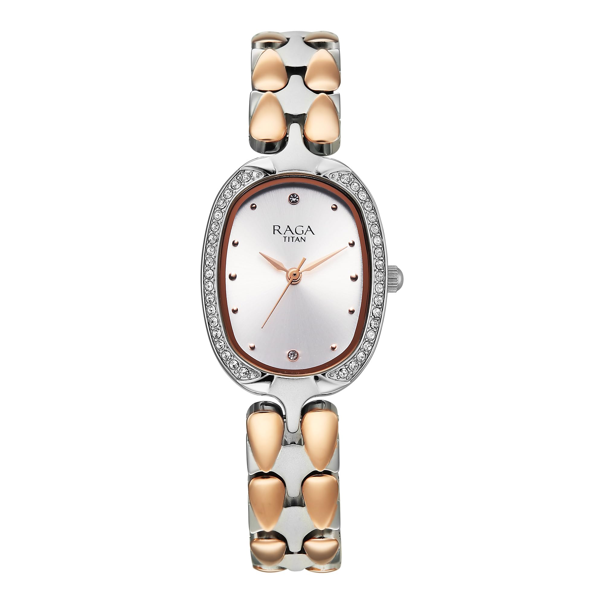 Titan Raga Showstopper 4.0 Quartz Silver Shaped Dial Rose Gold Stainless Steel Strap Analog Watch for Women - 95347KM01-image-35