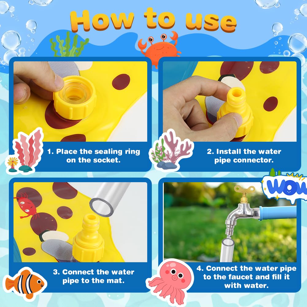 vsshe Dog Pool, Small Paddling Pool, Foldable Sprinkle and Splash Water Play Mat - Image 4