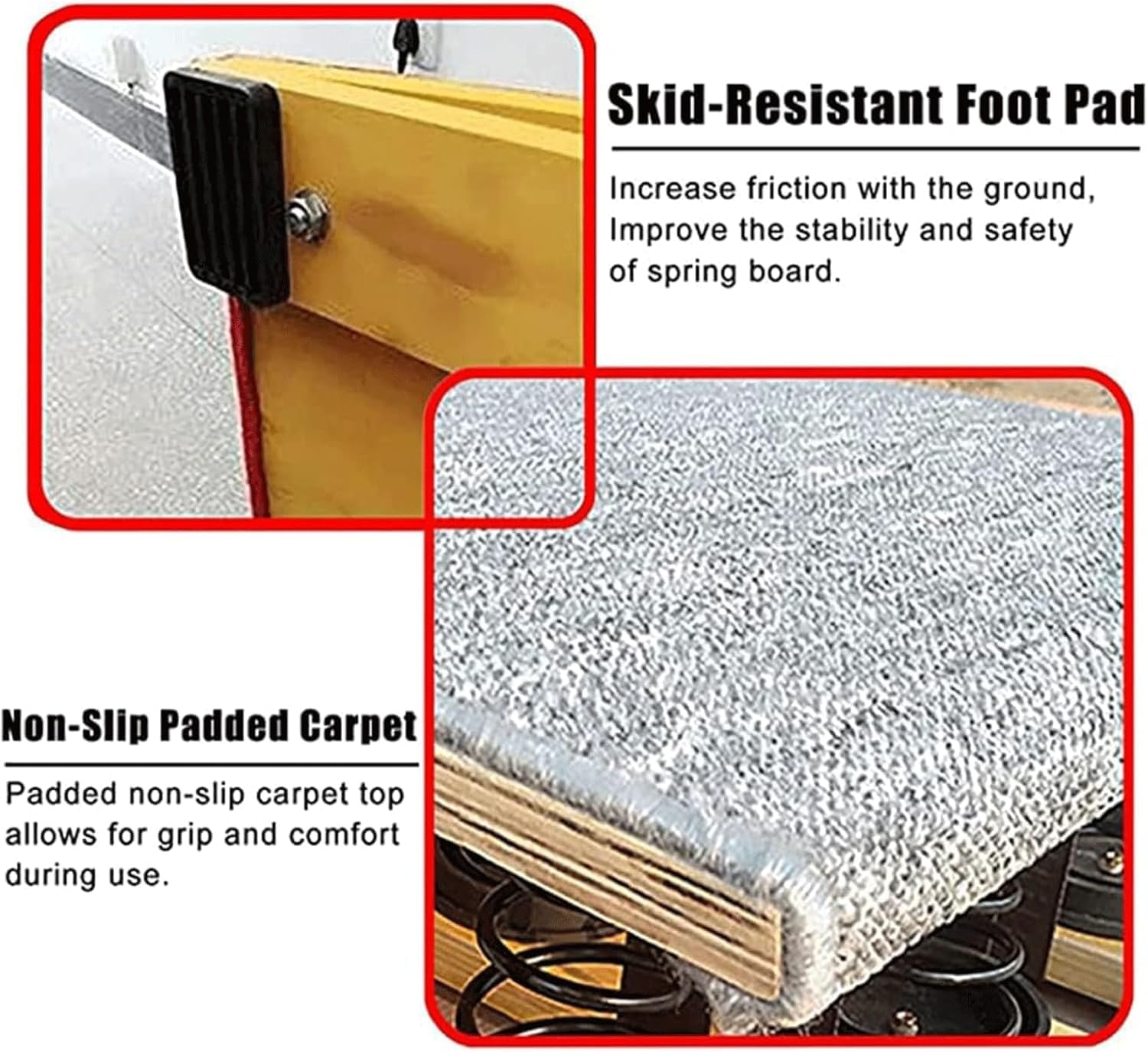 Heavy Gymnastics Springboard, Auxiliary Springboard for Gymnastics and Vault Training, 9 Steel Springs, Suitable for Hardwood Anti Slip Springboard in Gyms, Schools, and Martial Arts Gyms