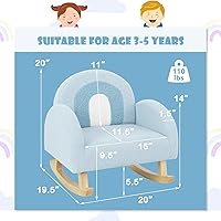 Vista 3 de Sofá Infantil INFANS, Silla Balancín para Niños Pequeños con Estructura de Madera Sólida, Diseño Antivuelco, Tela de Felpa, Sillón para Niños